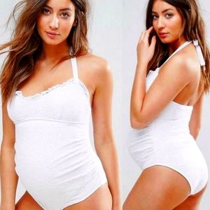 ASOS Swim White Lace Halter Maternity Swimsuit